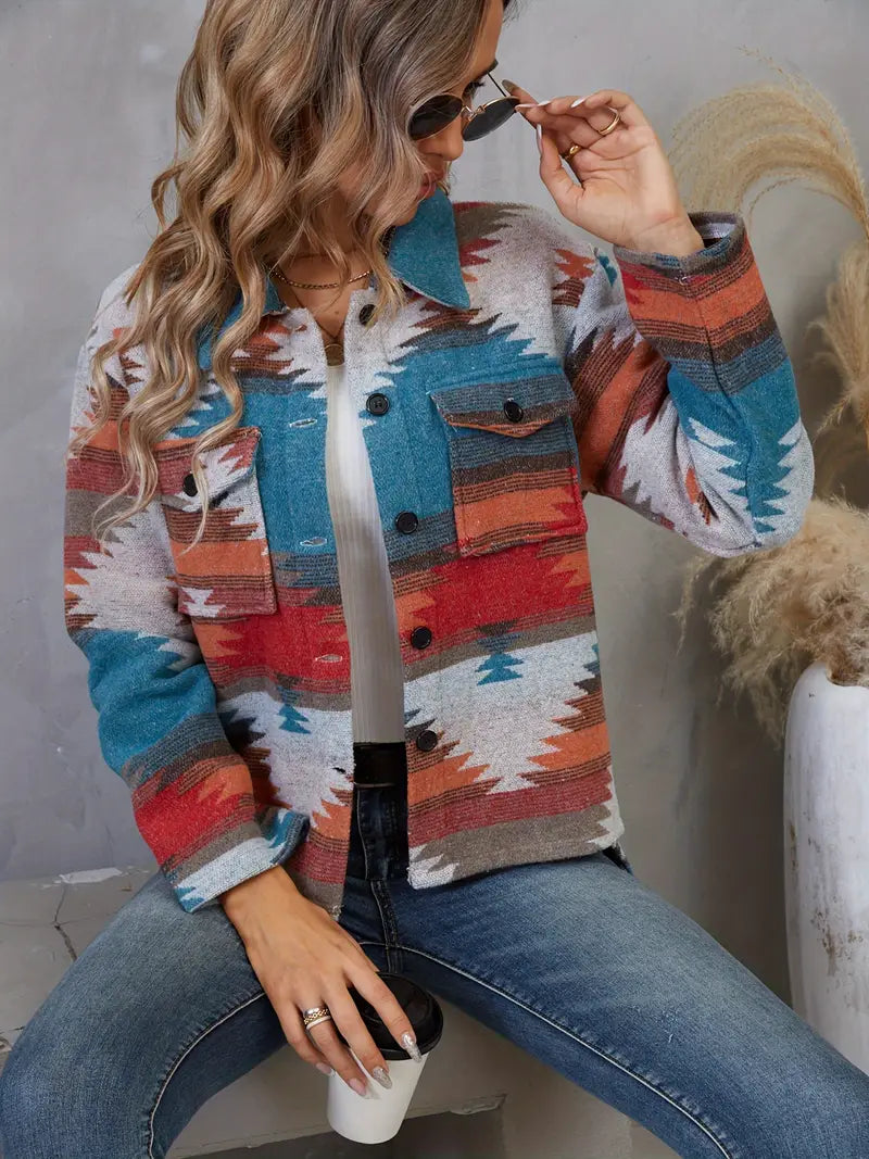 Abigail - Giacca button-down con stampa azteca