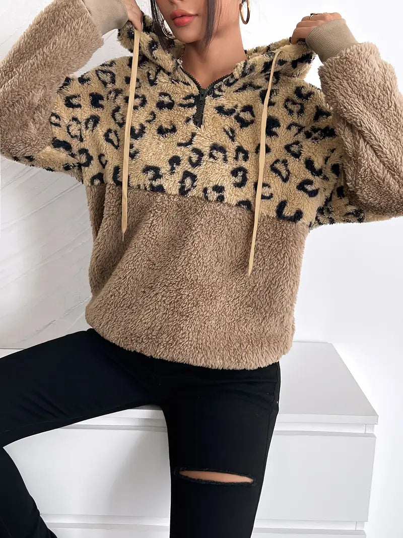 Emmeline - Felpa con cappuccio leopardata alla moda per le donne