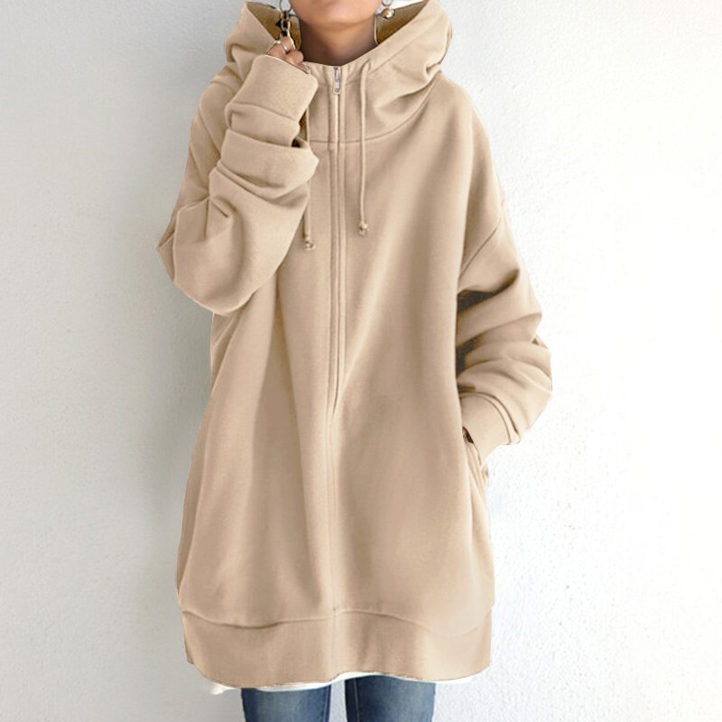 Accogliente felpa invernale con cappuccio oversize - Cassandra