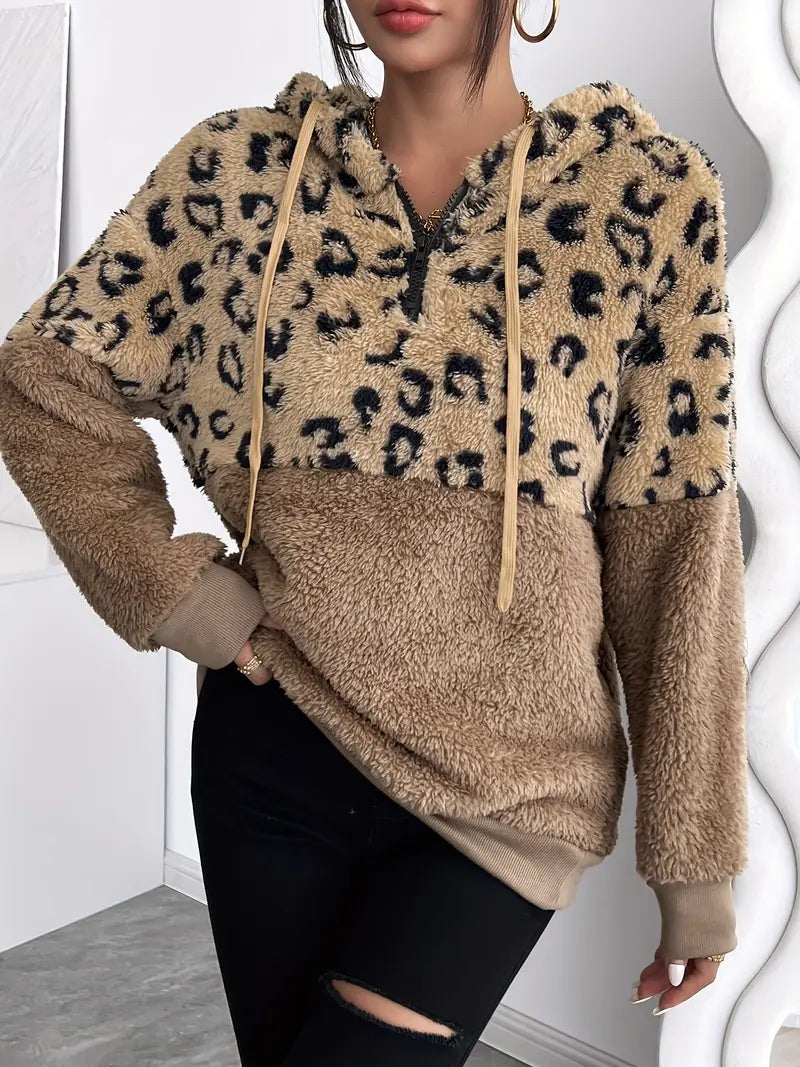 Emmeline - Felpa con cappuccio leopardata alla moda per le donne