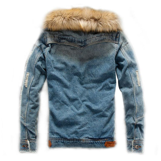 Giacca in Denim Rockefeller con Finiture in Sherpa