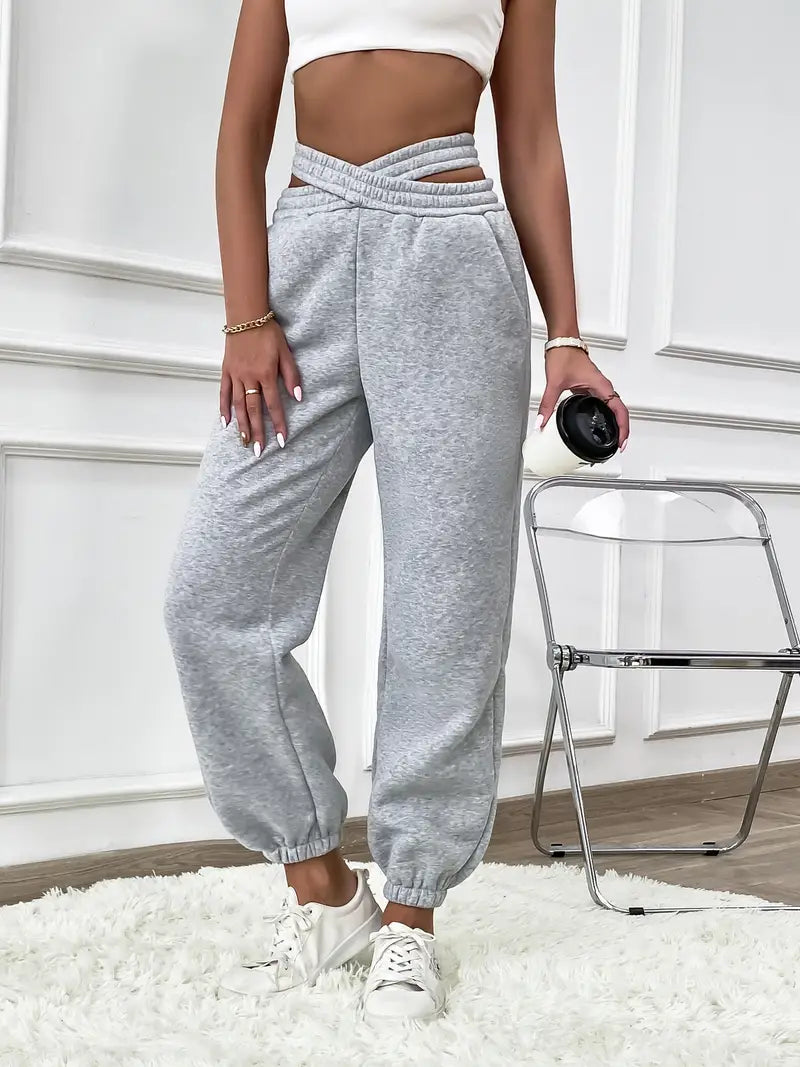 Joycie - Pantaloni da jogging eleganti da donna in maglia a tinta unita