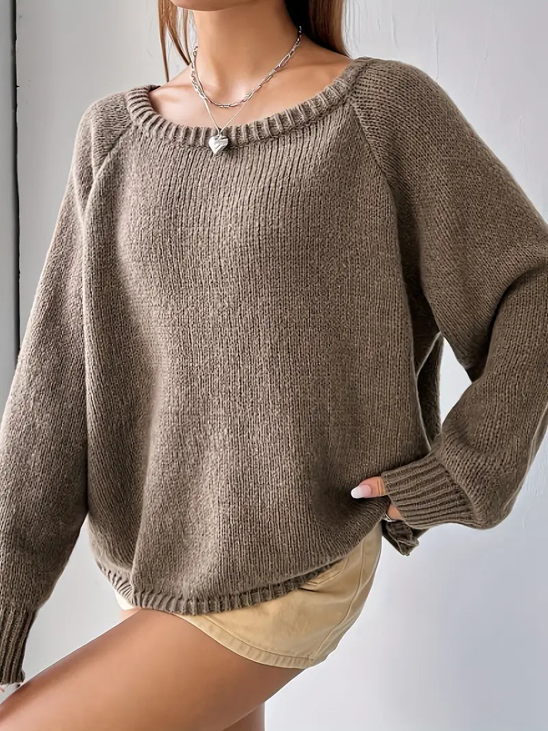 Layla - Maglione con scollo tondo e maniche raglan