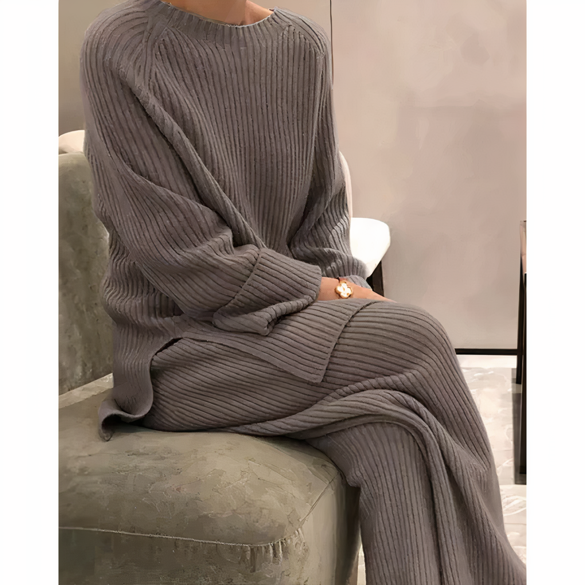 Set casual di maglione e pantaloni lavorati a maglia - Samantha