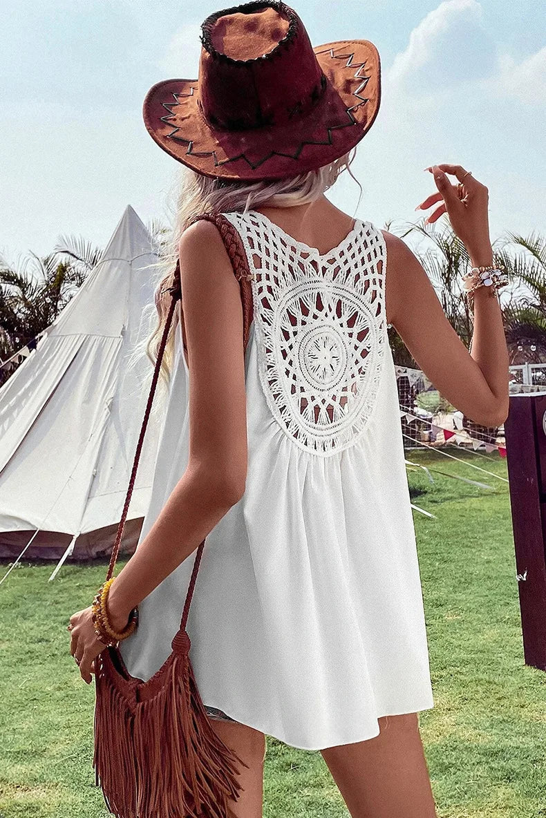 Caroline - Top boho senza maniche