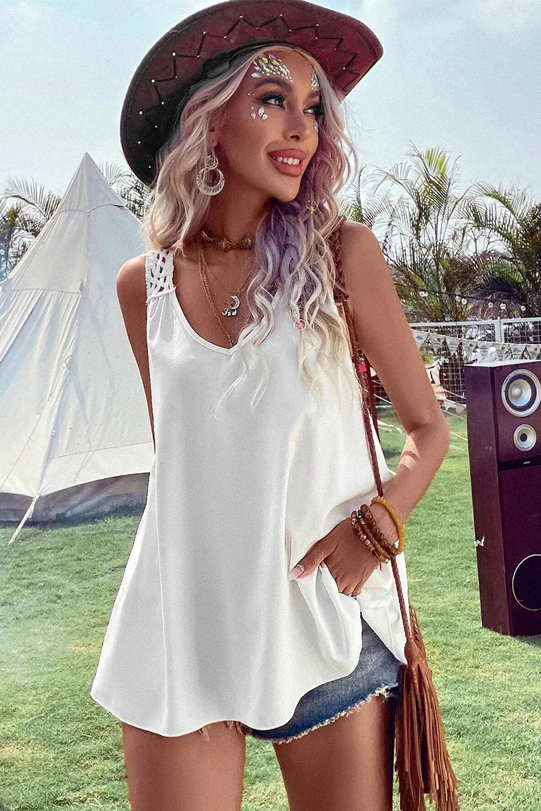 Caroline - Top boho senza maniche