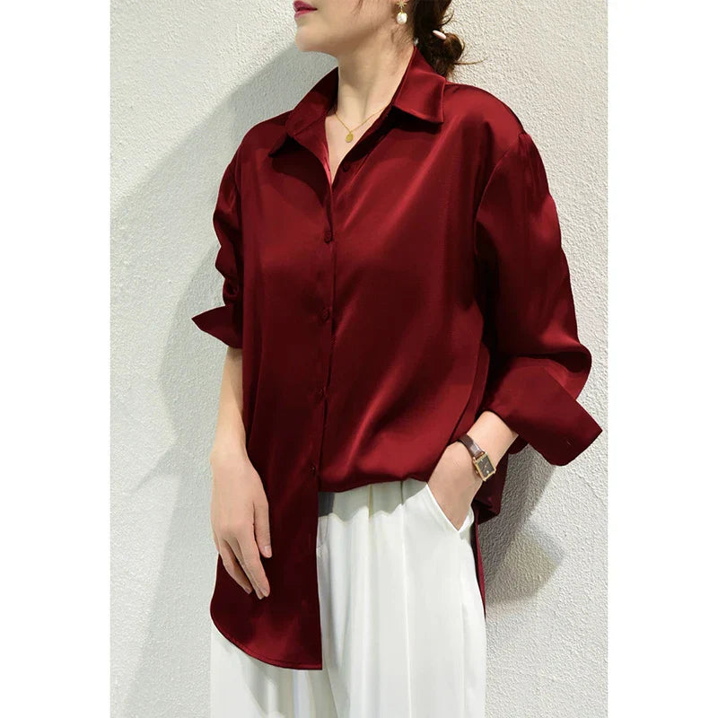 Scarlett - Elegante camicia in raso a maniche lunghe