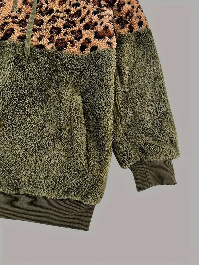 Maurine - Maglione a blocchi di colore con stampa leopardo