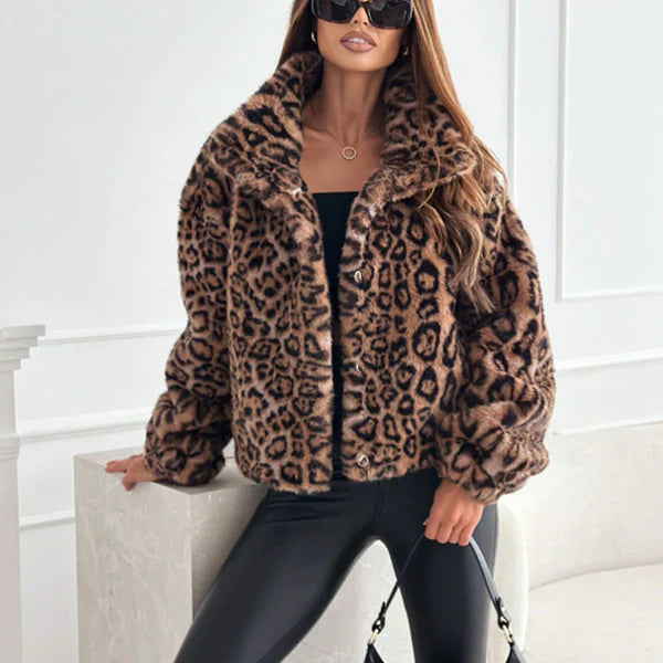 Alexandra - Giacca con stampa leopardata soffice per donna